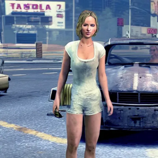 Prompt: jennifer lawrence in gta v