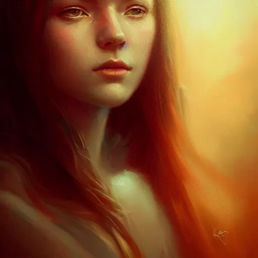 Prompt: attractive young girl portrait, atmospheric lighting, painted, intricate, volumetric lighting, beautiful, rich deep colors masterpiece, golden hour, sharp focus, ultra detailed, by Leesha Hannigan, Ross Tran, Thierry Doizon, Kai Carpenter, Ignacio Fernández Ríos