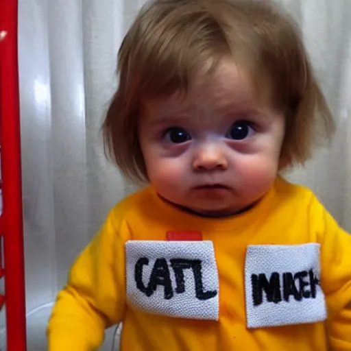 Image similar to cute baby chick dressed as an inmate