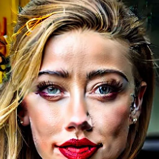 Image similar to gourd shaped like the face of amber heard hybrid intercross mix as a gourd