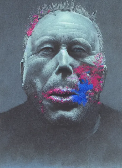 Image similar to alex jones by zdzislaw beksinski and lisa frank