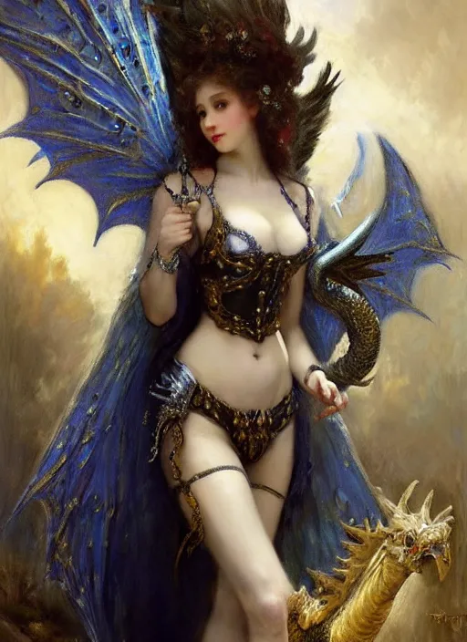 Prompt: princess angel knight gothic girl in dark and white dragon armor, rococo peacock outfit. by gaston bussiere, by rembrandt, 1 6 6 7, artstation trending, blue light, by konstantin razumov *