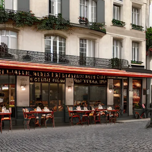 Prompt: 8 k hd detailed octane render of a parisian cafe in the 1 8 0 0 s