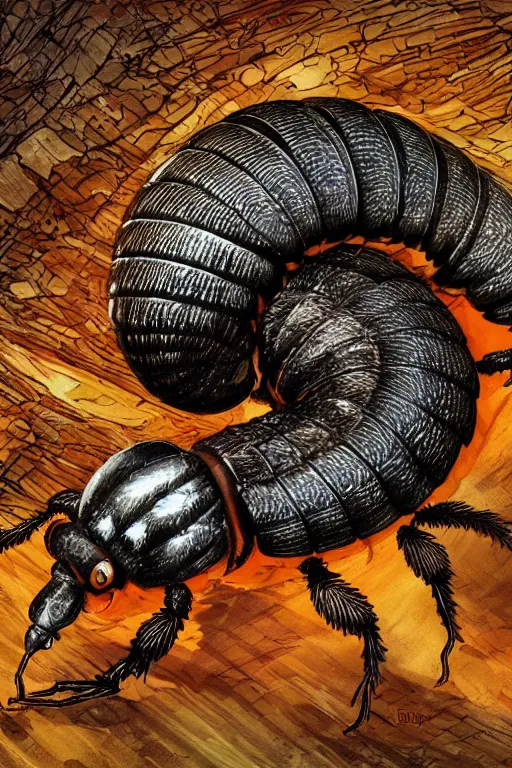 Prompt: an armadillidium, highly detailed, digital art, sharp focus, trending on art station, anime art style