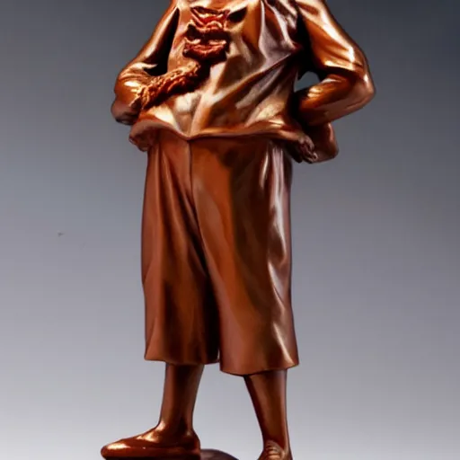 Prompt: a full figure bronze sculpture of ronald mcdonald
