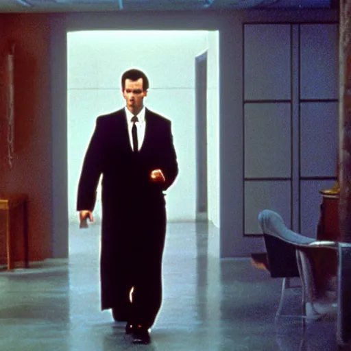 Prompt: liminal space in American Psycho (1999)