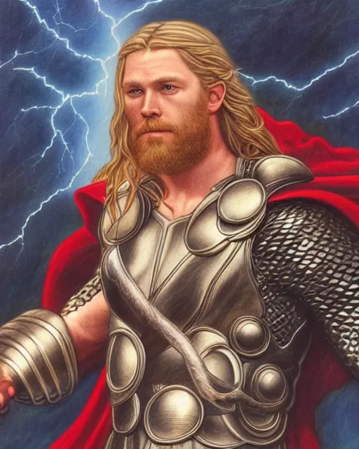 Image similar to thor by evelyn de morgan, hd, hyper detailed, 4 k