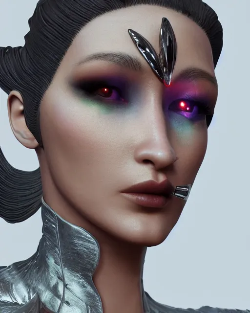 Image similar to a highly detailed metahuman 8 k close up render of bella hadid salvador dali style trending on artstation made in unreal engine 4