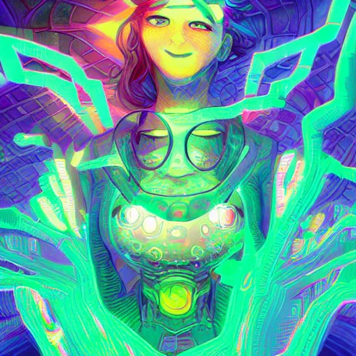 Image similar to skill magic geek inside matrix deepdream radiating a glowing aura stuff loot legends stylized digital illustration video game icon artstation lois van baarle, ilya kuvshinov, rossdraws,