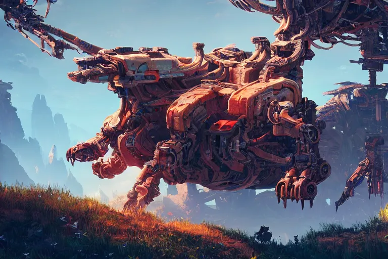 Image similar to burrower machine mecanical creature robot of horizon forbidden west horizon zero dawn bioluminiscence global illumination ray tracing hdr fanart arstation by ian pesty and alena aenami artworks in 4 k