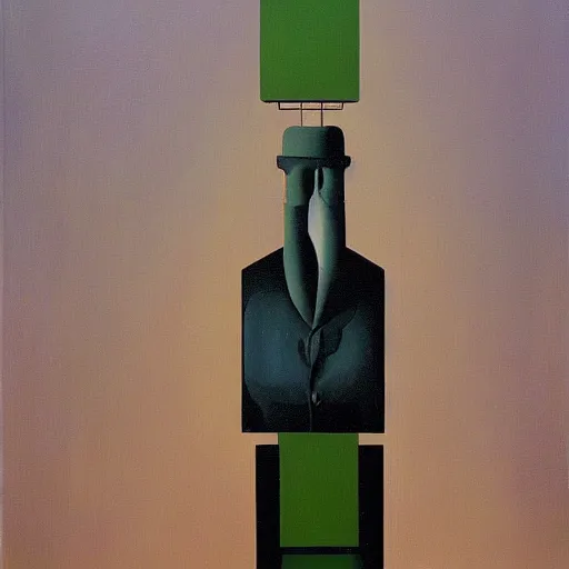 Image similar to robot oil painting magritte