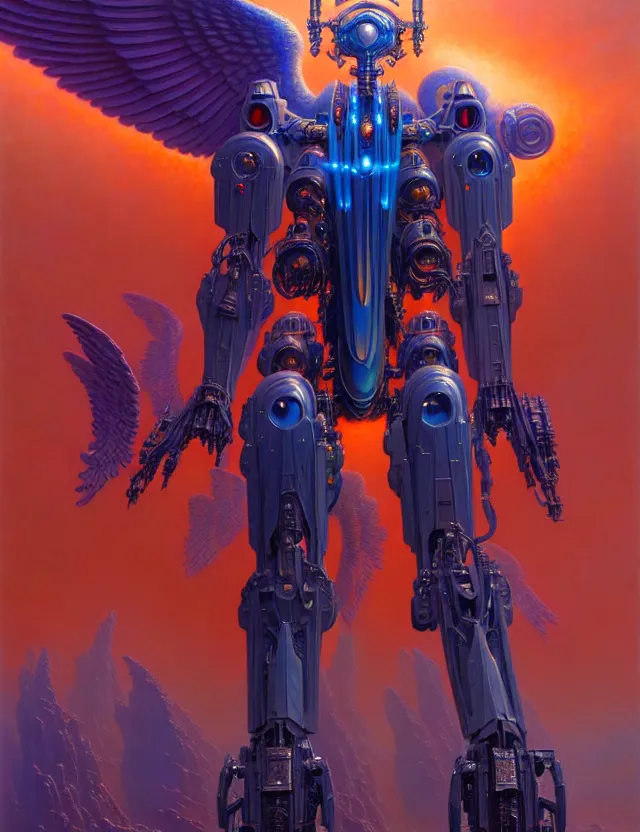 Prompt: a seraph angel mecha, tim hildebrandt, wayne barlowe, bruce pennington, donato giancola, trending on artstation, cinematic composition, beautiful lighting, hyper detailed, 8 k, oil on canvas