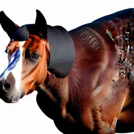 Image similar to a horse with a dog head, realistic photo, 8 k.