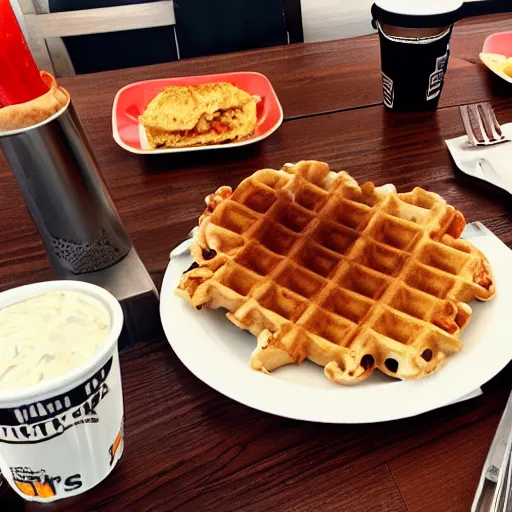 Image similar to first person perspective picture of arms on table, wafflehouse