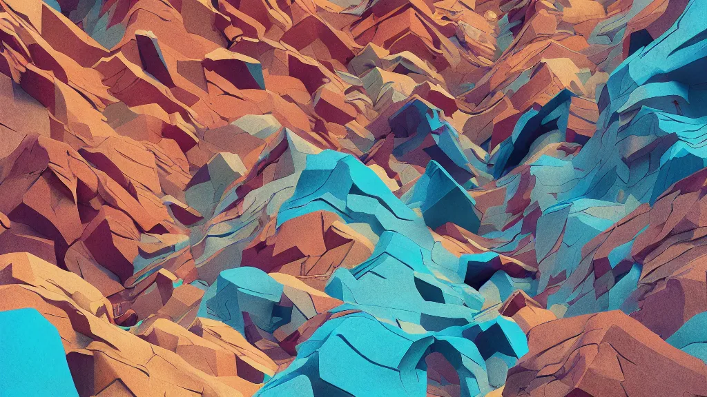 Prompt: vivid color, sedimentary schematic, architectural drawing with from layers of strata by James jean, geology, octane render in the style of Luis García Mozos