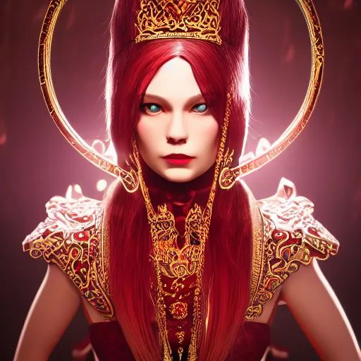 Prompt: portrait of evil princess of rubies with fair skin, ornate 8 k gorgeous intricate detailed, accent lighting, dramatic light, octane render