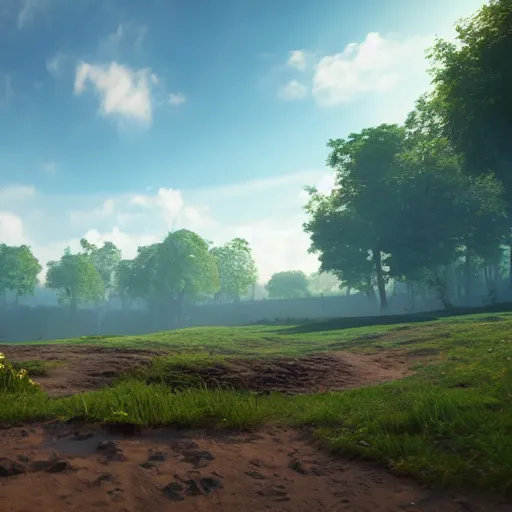 Image similar to Landscape, Unreal Engine 5, RTX, Cinema4D, AAA Game