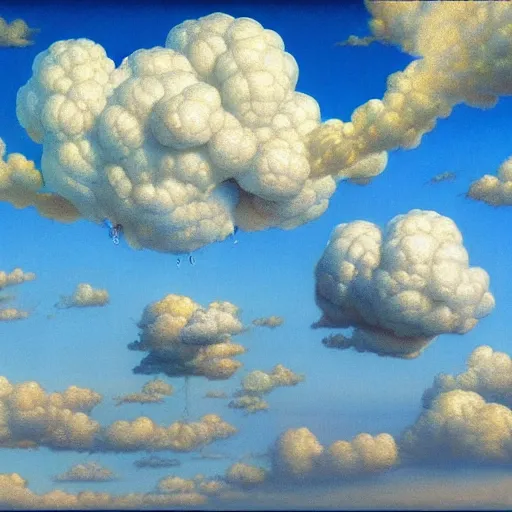 Image similar to fruit, heaven, in heaven, heavenly cloud, peter elson, 8 k, extremely detailed, puffy clouds