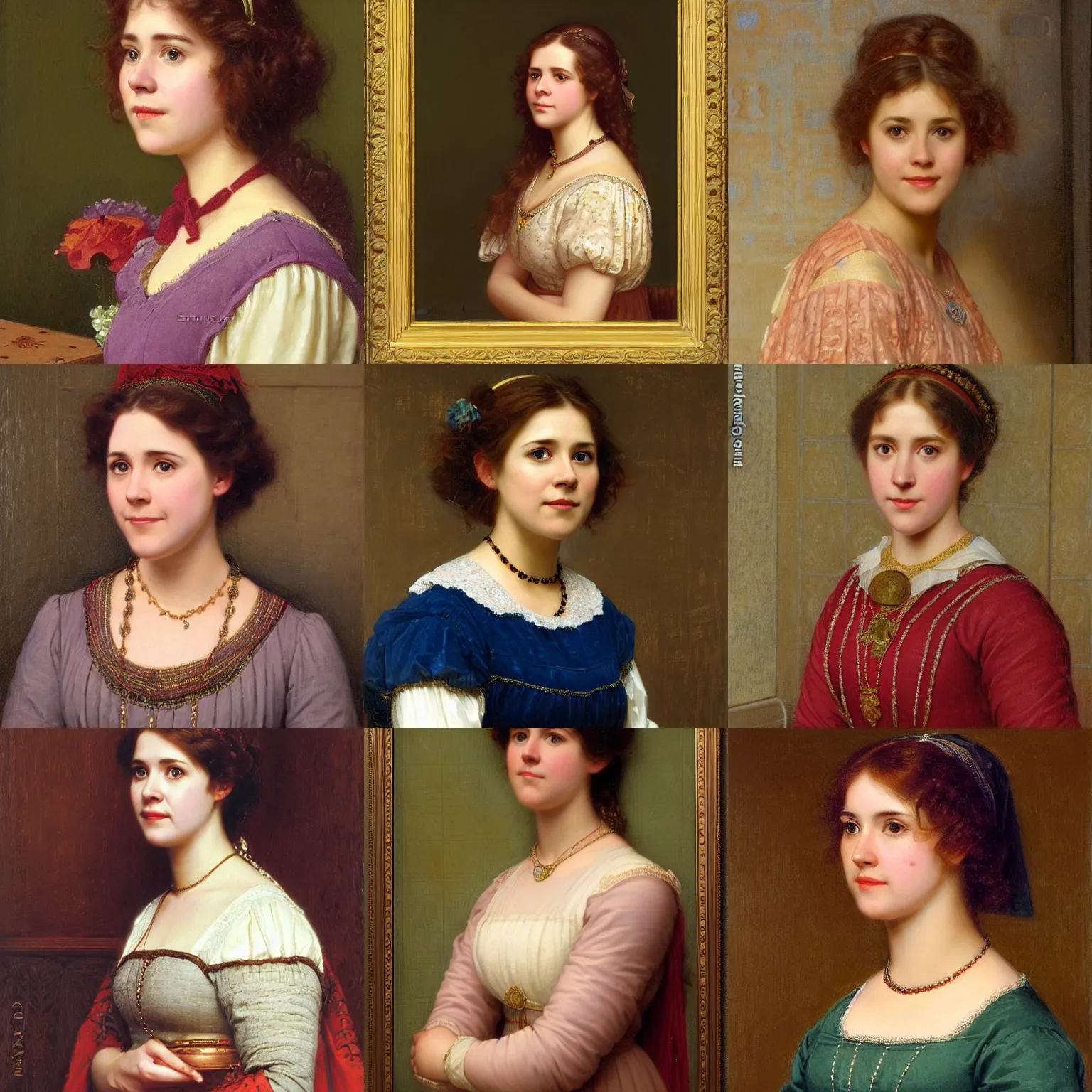 Image similar to portrait of Pam Beesly by edmund blair leighton