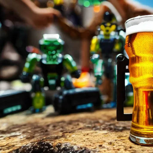 Image similar to bionicle and beer in the hand