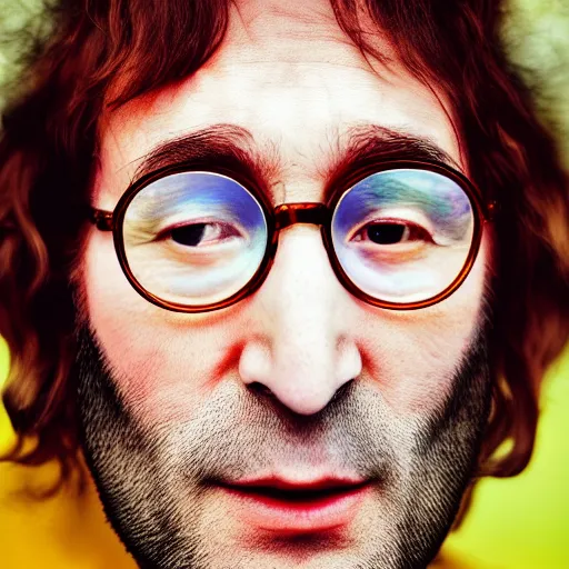 Image similar to john lennon singer 1 9 8 0, ( sony a 7 r iv, symmetric balance, polarizing filter, photolab, lightroom, 4 k, dolby vision, photography award ), vogue, perfect face