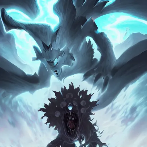 Image similar to Wind monster spirit white shadow fiend from dota 2, dnd style, epic fantasy game art, by Greg Rutkowski, hearthstone artwork