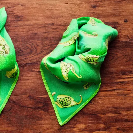 Prompt: a photos of two dragons wearing green bandanas while eating bananas, 4 k