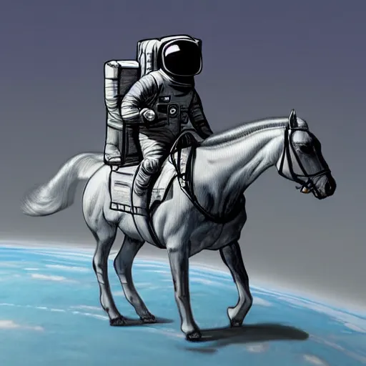 Image similar to An astronaut riding a horse in a photorealistic style