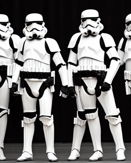 Image similar to stormtroopers wearing white kilts and black pointe shoes