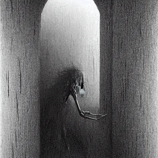 Image similar to monster in backrooms by zdzislaw beksinski