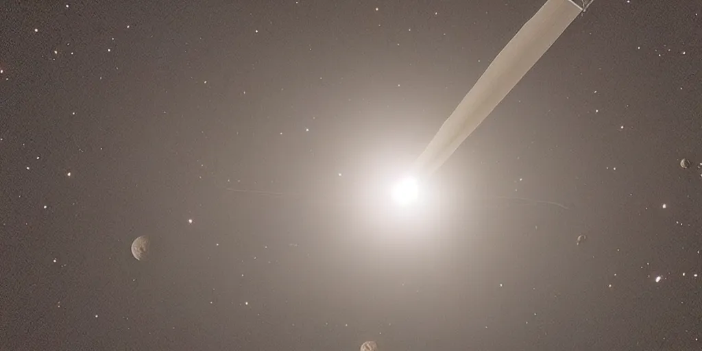 Prompt: “medium close up of a light sail probe enters a solar system carrying a dead alien. The probe is from an isolated star in a thick dust cloud, UE5, 8K, 4K”