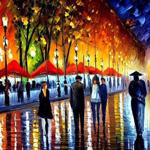 Image similar to the night of Avenue des Champs-Élysées, by Afremov, Leonid