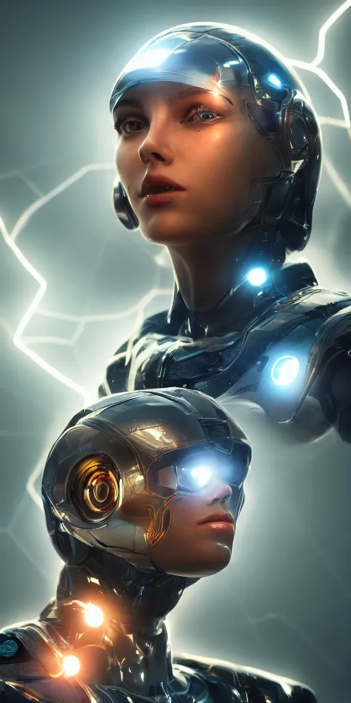 Image similar to artificial intelligence becomes alive, digital art, highly detailed, trending on artstation, lens flare, atmosphere, hyper realistic, cinematic lightning, sharp focus, extreme details perfect face, pretty face, fine - face, 8 k, ultra texture, masterpiece