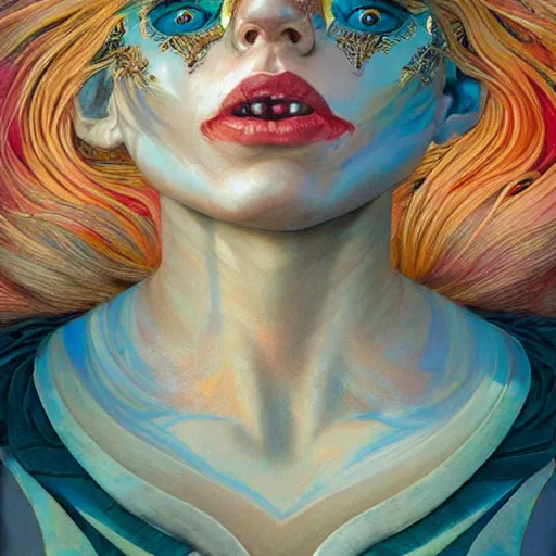 Prompt: she - ra, portrait face, colorful, frantisek kupka, intricate, miles johnston, kuroda seiki, cynical realism, ozabu, john william godward, painterly, yoshitaka amano, moebius, miles johnston, louise zhang, james jean, mark ryden lowbrow pop surrealism art style