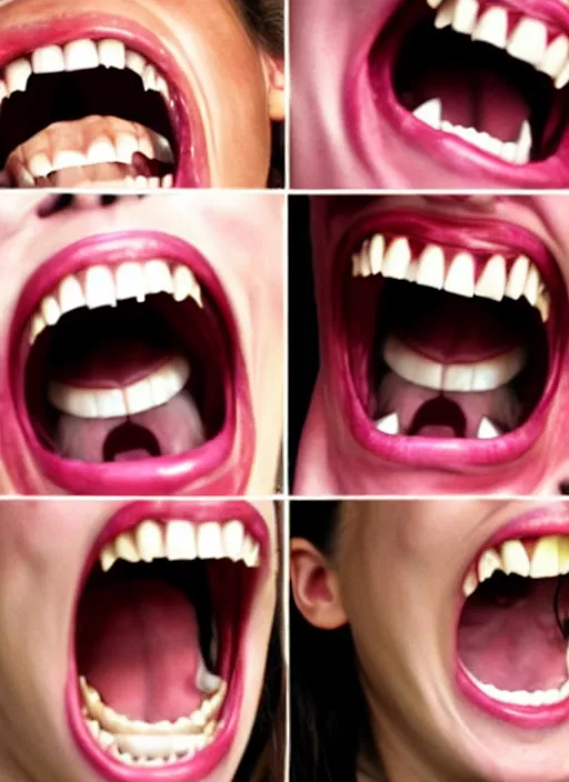 Prompt: photograph of the screaming faces of people who do not exist yet, large mouth, gaping maw