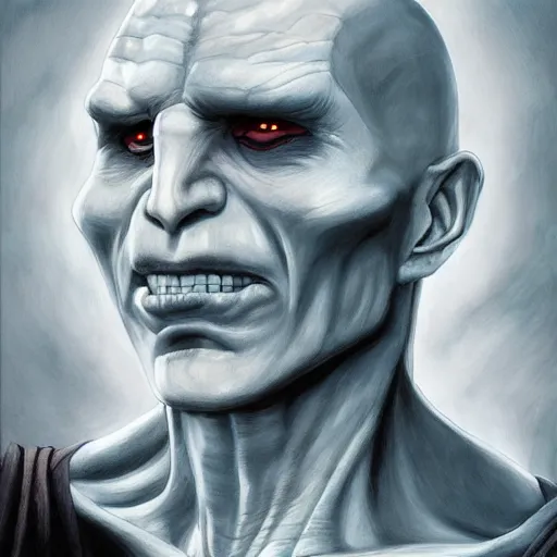 Prompt: portrait painting of voldemort, art by akira toriyama, 4 k, dragon ball artstyle, cel shaded, highly detailed, epic lighting