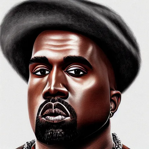 Prompt: a detailed portrait of kanye west, digital concept art illustration, incredibly detailed and realistic, 8 k, sharp focus