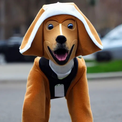 Prompt: a human dressed as a dog, humanoid dog