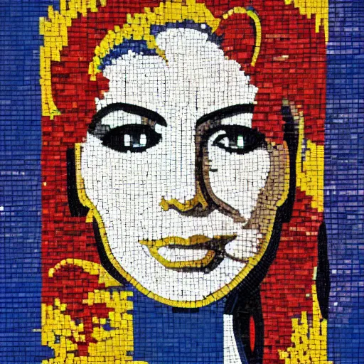 Prompt: lego mosaic of a woman.