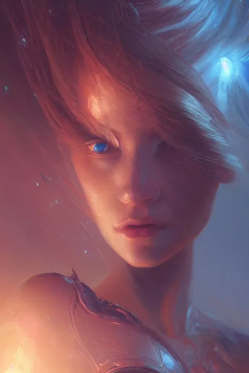 Prompt: attractive alien woman, close - up portrait, intricate, elegant, volumetric lighting, scenery, digital painting, highly detailed, artstation, sharp focus, illustration, concept art, gaston bussiere, ruan jia, steve mccurry