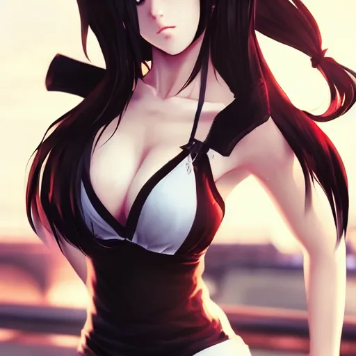 Image similar to beautiful anime art of tifa lockhart by WLOP, rossdraws, Logan Cure, Mingchen Shen, BangkuART, sakimichan, yan gisuka, JeonSeok Lee, zeronis, Chengwei Pan on artstation