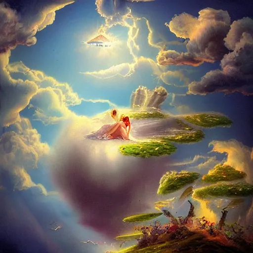 Image similar to the floating fairy island, clouds, High detail,art station
