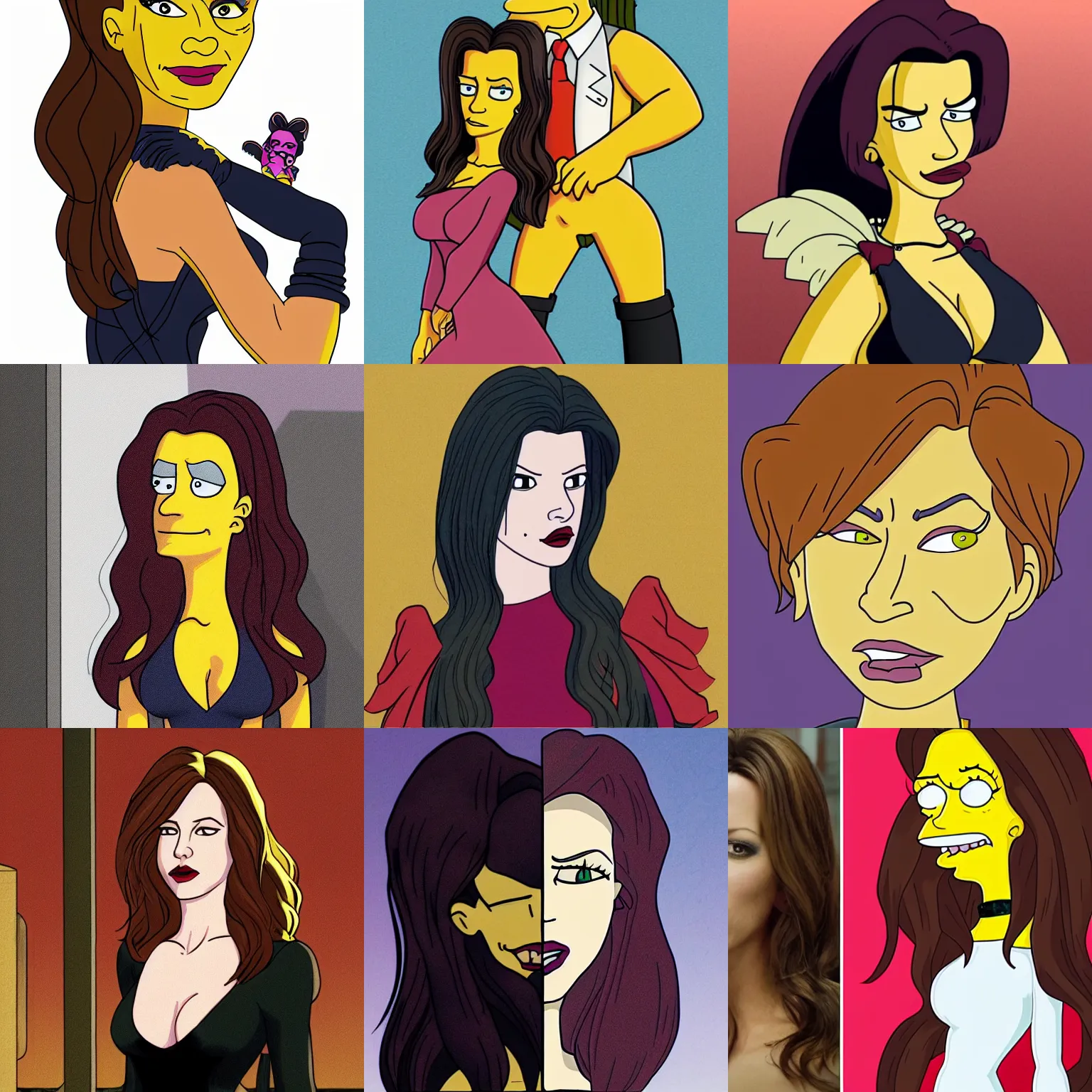 Prompt: kate beckinsale as vampireness in simpsons, cartoon