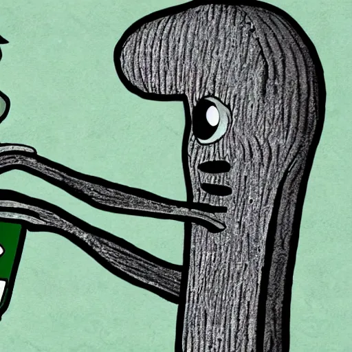 Image similar to Salad-Fingers illustration of the hit youtube-series as a commentary portrait