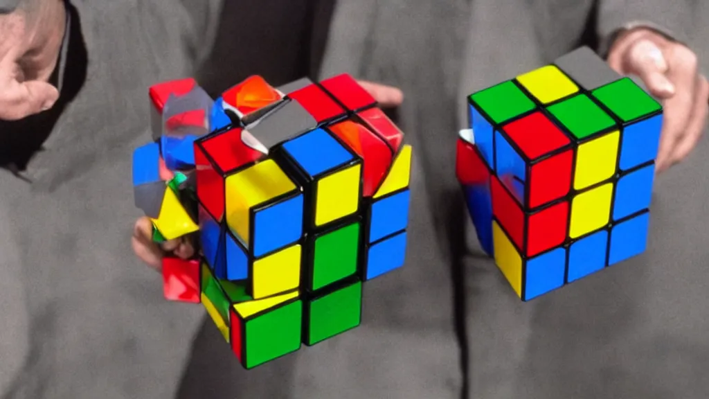Prompt: film still of the Rubik's Cube movie