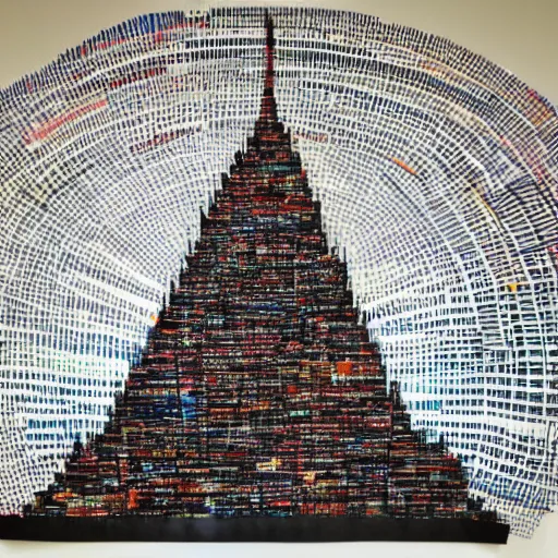 Image similar to tower of babel reaching up to heaven but it is made from vinyl records