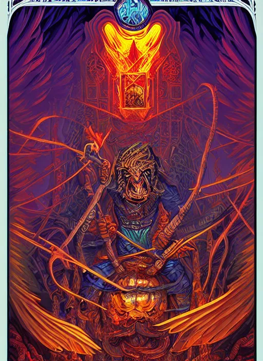 Prompt: concept art by dan mumford of a masterpiece hyperdetailed dnd tarot card, digital painting, sharp focus, illustration