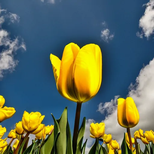 Image similar to yellow tulip frida kahlo condesa plane sky cloud