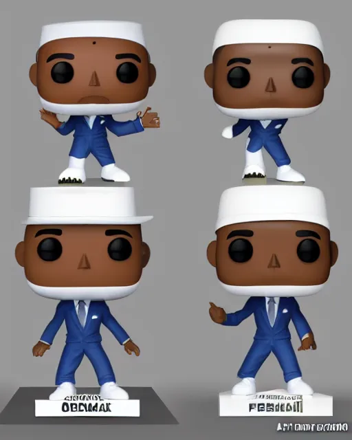 Image similar to full body 3d render of barack obama as a funko pop, studio lighting, white background, blender, trending on artstation, 8k, highly detailed