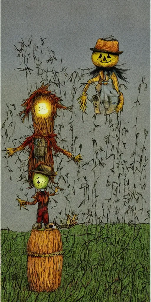 Image similar to a scarecrow and corn scene by alexander jansson